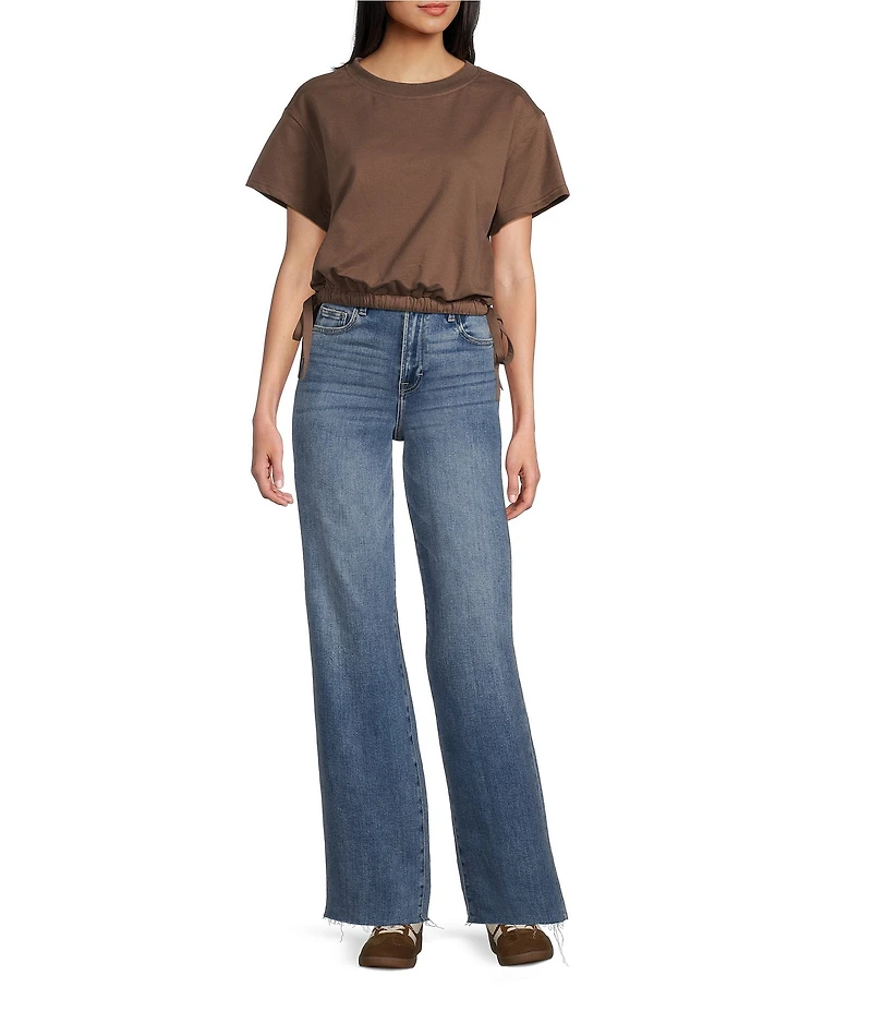 Papermoon Short Sleeve Side Tie Bubble Top