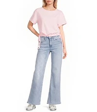 Papermoon Short Sleeve Side Tie Bubble Top