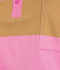 Papermoon Striped Short Sleeve Cropped Polo Shirt