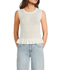 Papermoon Sweater Knit Scoop Neck Sleeveless Ruffle Hem Top