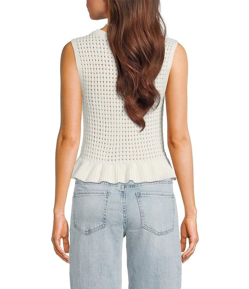 Papermoon Sweater Knit Scoop Neck Sleeveless Ruffle Hem Top