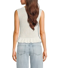 Papermoon Sweater Knit Scoop Neck Sleeveless Ruffle Hem Top