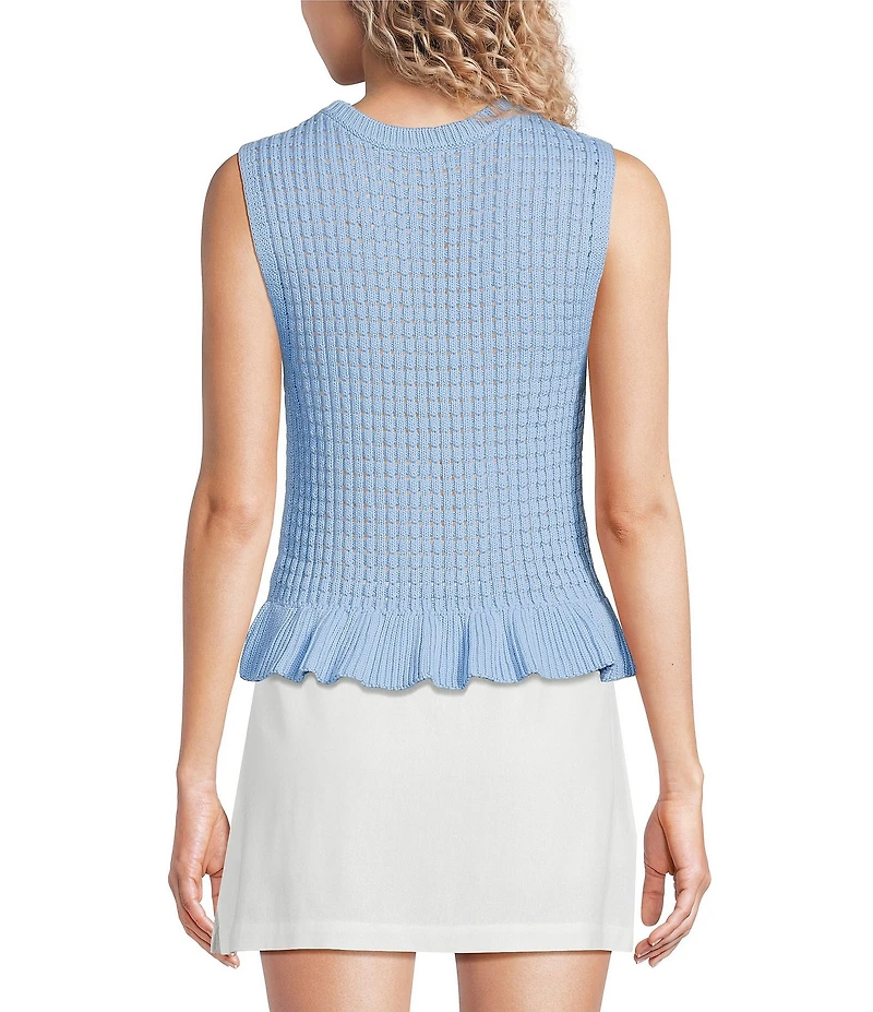 Papermoon Sweater Knit Scoop Neck Sleeveless Ruffle Hem Top