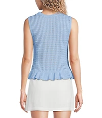 Papermoon Sweater Knit Scoop Neck Sleeveless Ruffle Hem Top