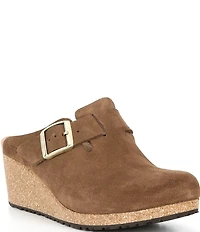 Papillio by Birkenstock Women's Fanny Suede Buckle Strap Hardware Wedge Clogs