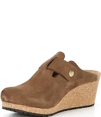 Papillio by Birkenstock Women's Fanny Suede Buckle Strap Hardware Wedge Clogs