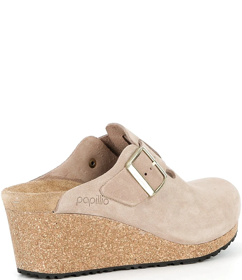 Papillio by Birkenstock Women's Fanny Suede Buckle Strap Hardware Wedge Clogs