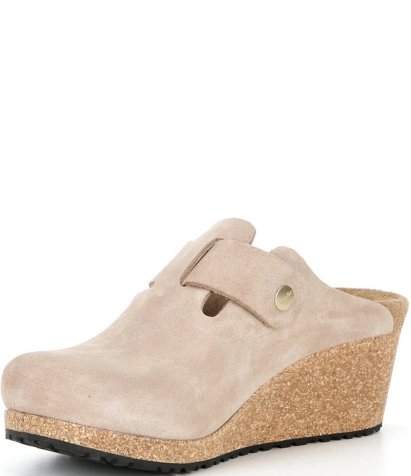 Papillio by Birkenstock Women's Fanny Suede Buckle Strap Hardware Wedge Clogs