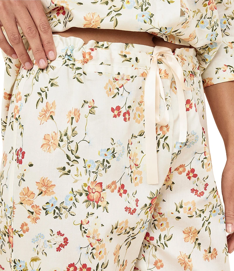 Papinelle Amber Floral Sateen 3/4 Sleeve Notch Collar Cropped Pajama Set