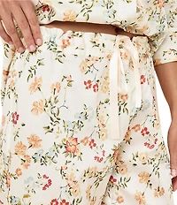 Papinelle Amber Floral Sateen 3/4 Sleeve Notch Collar Cropped Pajama Set
