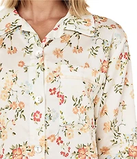 Papinelle Amber Floral Sateen 3/4 Sleeve Notch Collar Cropped Pajama Set