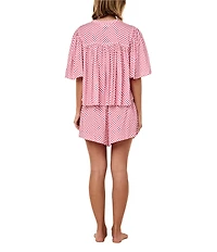 Papinelle Anais Woven Short Sleeve Round Neck Checkered Shorty Pajama Set