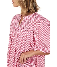 Papinelle Anais Woven Short Sleeve Round Neck Checkered Shorty Pajama Set