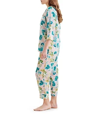 Papinelle Audrey Lightweight Woven 3/4 Sleeve Notch Collar Cropped Pant Pajama Set