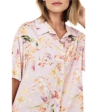 Papinelle Bailey Floral Print Short Sleeve Notch Collar Woven Shorty Pajama Set