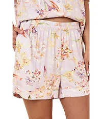 Papinelle Bailey Floral Print Short Sleeve Notch Collar Woven Shorty Pajama Set