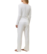 Papinelle Claire Waffle Knit Long Sleeve Scoop Neck Long Pajama Set