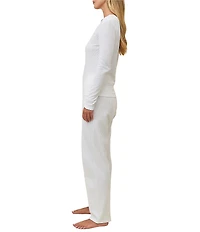 Papinelle Claire Waffle Knit Long Sleeve Scoop Neck Long Pajama Set