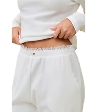 Papinelle Claire Waffle Knit Long Sleeve Scoop Neck Long Pajama Set