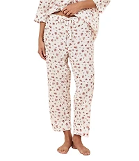 Papinelle Ditsy Floral Swiss Dot 3/4 Sleeve Notch Collar Cropped Pajama Set