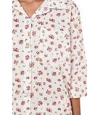 Papinelle Ditsy Floral Swiss Dot 3/4 Sleeve Notch Collar Cropped Pajama Set