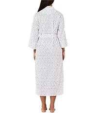 Papinelle Ditsy Print Swiss Dot Long Sleeve Shawl Collar Woven Maxi Robe