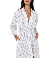 Papinelle Ditsy Print Swiss Dot Long Sleeve Shawl Collar Woven Maxi Robe