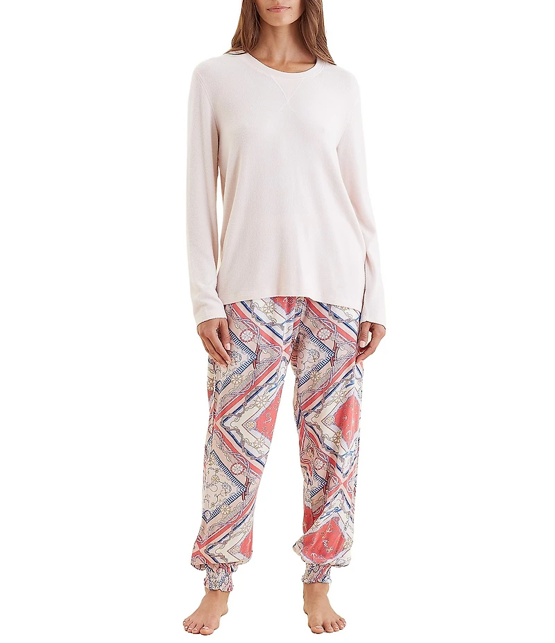 Papinelle Feather Soft Knit Top & Marine Jogger Pajama Set