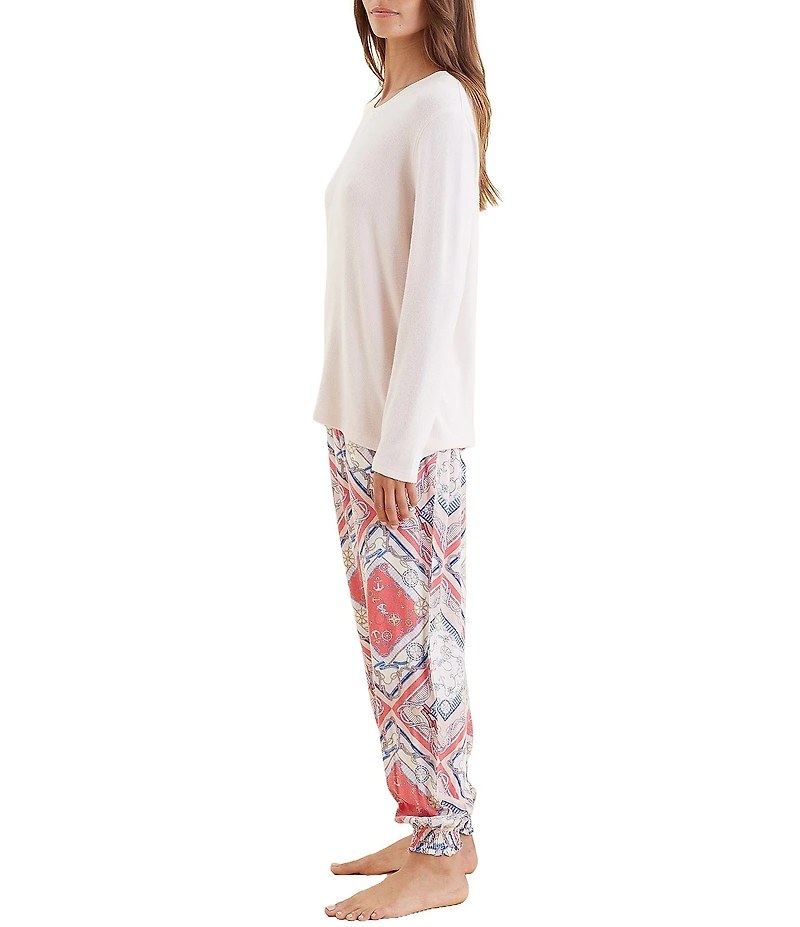 Papinelle Feather Soft Knit Top & Marine Jogger Pajama Set