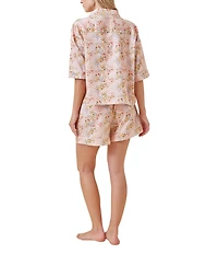 Papinelle Floral Print Short Sleeve Notch Collar Cotton Shorty Pajama Set