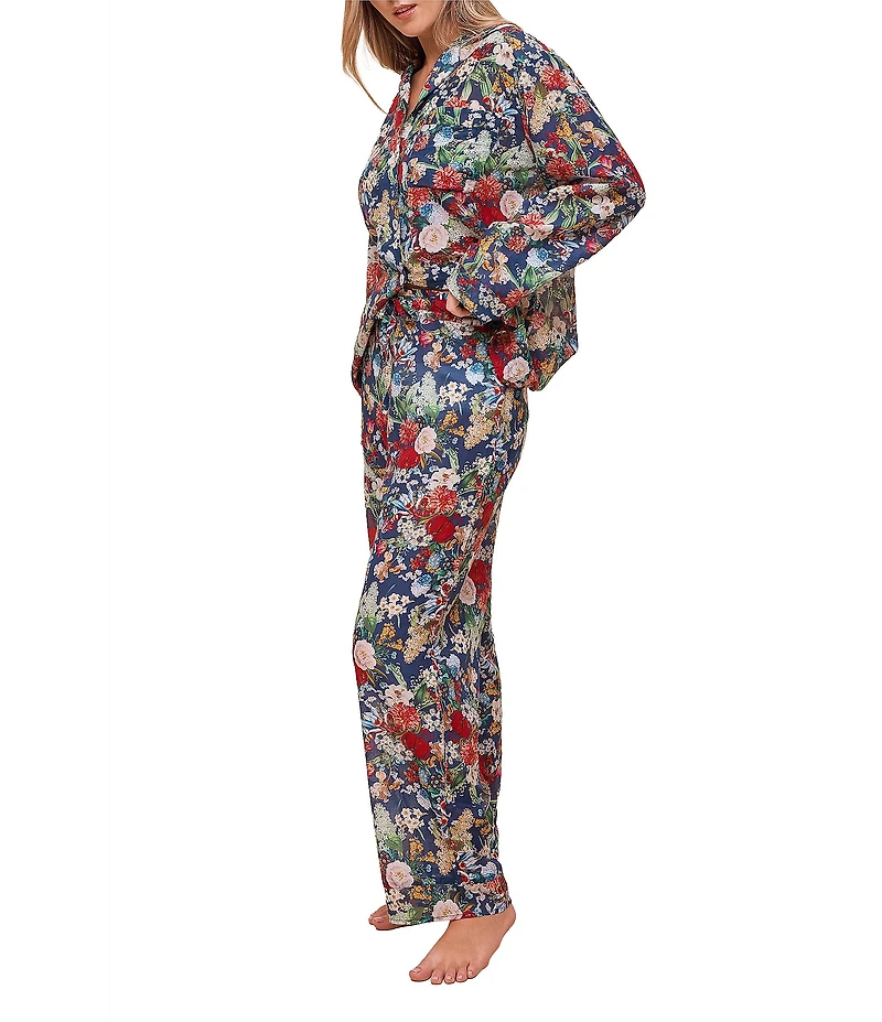 Papinelle Holly Floral Print Long Sleeve Notch Collar Long Lightweight Cotton Voile Pajama Set