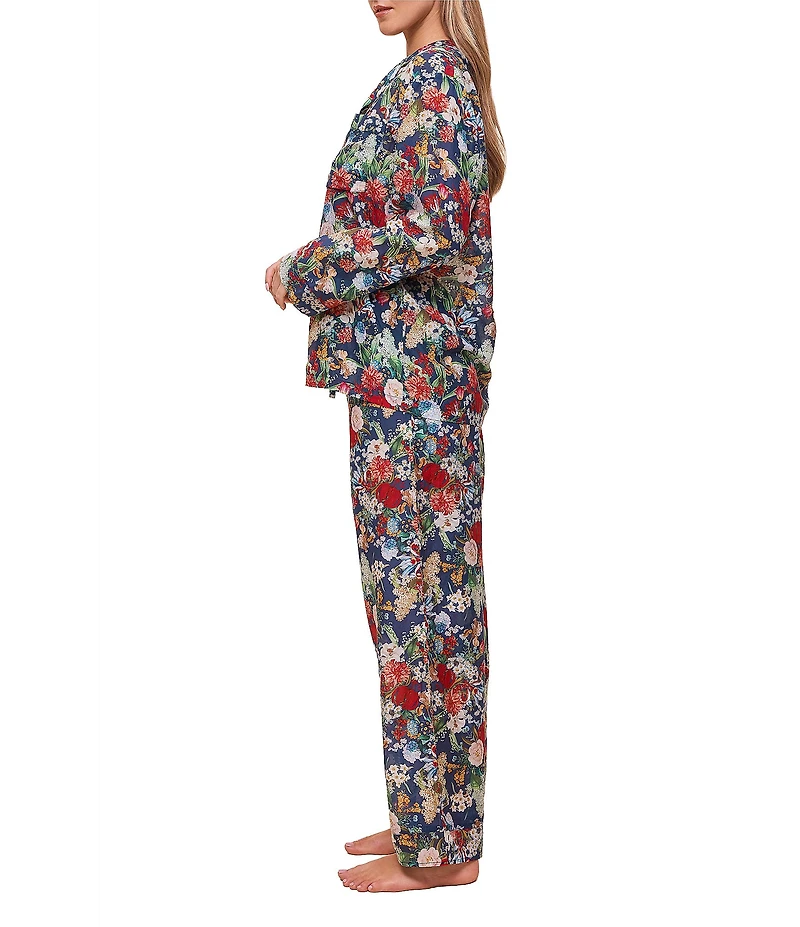 Papinelle Holly Floral Print Long Sleeve Notch Collar Long Lightweight Cotton Voile Pajama Set