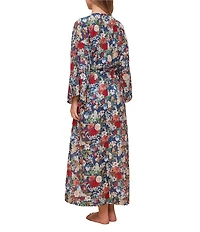 Papinelle Holly Woven Cotton Voile Long Sleeeve Floral Print Lightweight Maxi Robe