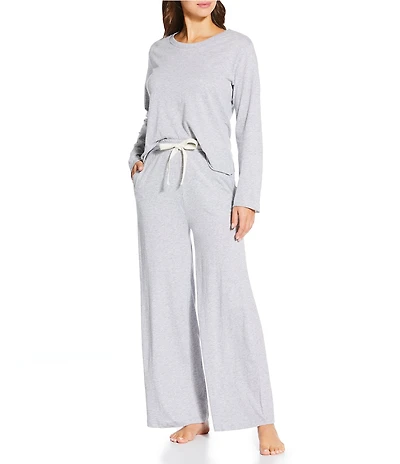 Papinelle Jada Organic Cotton Knit Long Sleeve Round Neck Tee & Pant Pajama Set