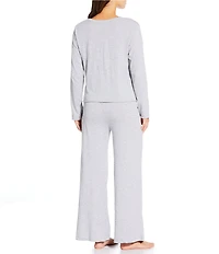 Papinelle Jada Organic Cotton Knit Long Sleeve Round Neck Tee & Pant Pajama Set