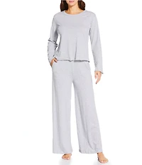 Papinelle Jada Organic Cotton Knit Long Sleeve Round Neck Tee & Pant Pajama Set