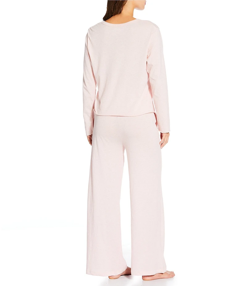 Papinelle Jada Organic Cotton Knit Long Sleeve Round Neck Tee & Pant Pajama Set