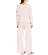 Papinelle Jada Organic Cotton Knit Long Sleeve Round Neck Tee & Pant Pajama Set