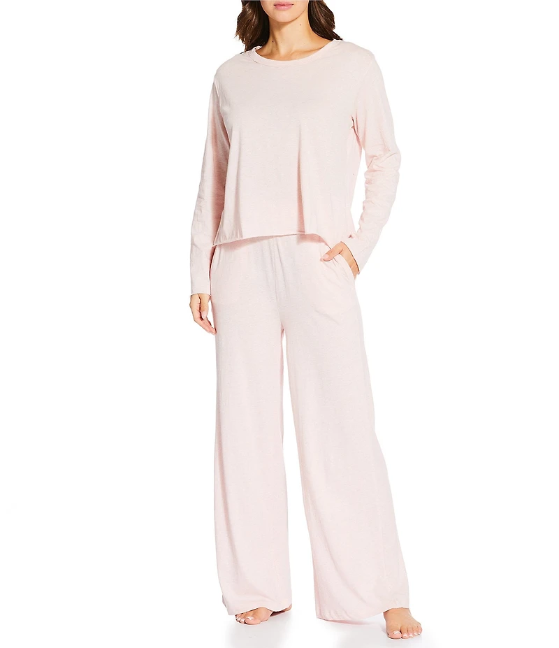 Papinelle Jada Organic Cotton Knit Long Sleeve Round Neck Tee & Pant Pajama Set