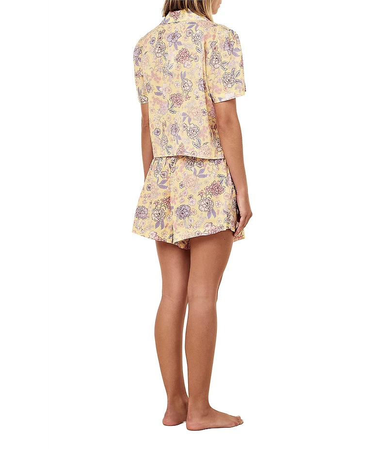 Papinelle Karolina Floral Print Short Sleeve Notch Collar Woven Shorty Pajama Set