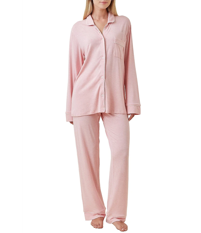 Papinelle Kate Modal Soft Long Sleeve Notch Collar Long Pajama Set