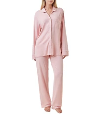 Papinelle Kate Modal Soft Long Sleeve Notch Collar Long Pajama Set