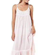 Papinelle Millie Broderie Sleeveless Scoop Neck Woven Cotton Long Nightgown