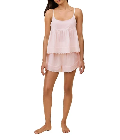 Papinelle Millie Broderie Sleeveless Scoop Neck Woven Shorty Pajama Set