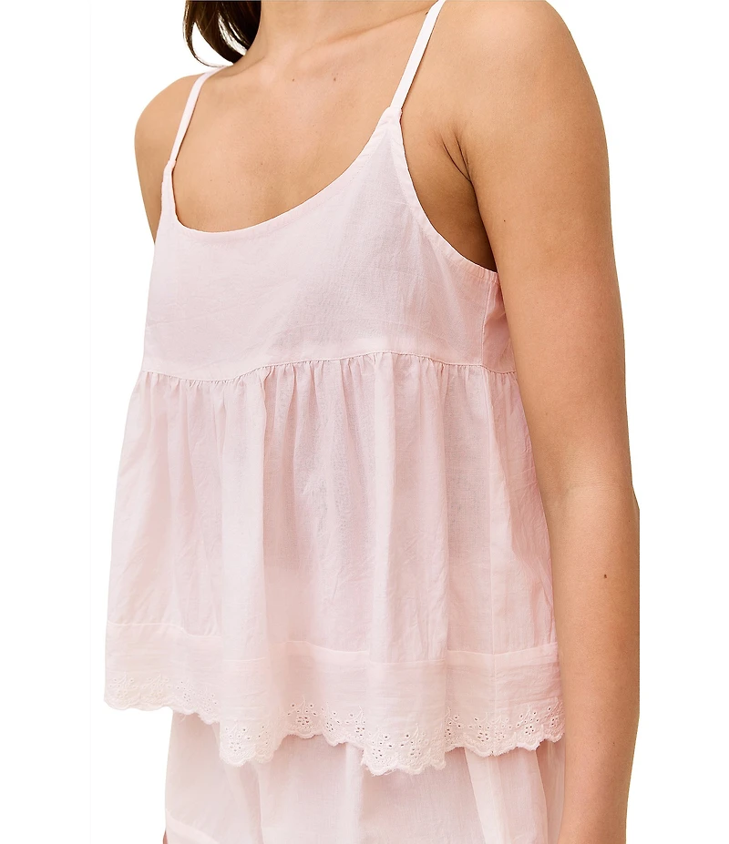 Papinelle Millie Broderie Sleeveless Scoop Neck Woven Shorty Pajama Set