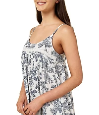 Papinelle Nostalgia Floral Print Sleeveless Scoop Neck Woven Long Nightgown