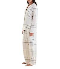 Papinelle Plaid Print Long Sleeve Brushed Woven Notch Collar Long Pajama Set