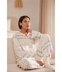 Papinelle Plaid Print Long Sleeve Brushed Woven Notch Collar Long Pajama Set