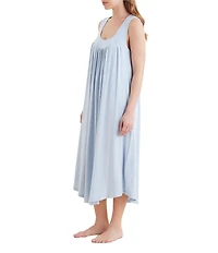 Papinelle Pleated Modal Knit Scoop Neck Long Nightgown