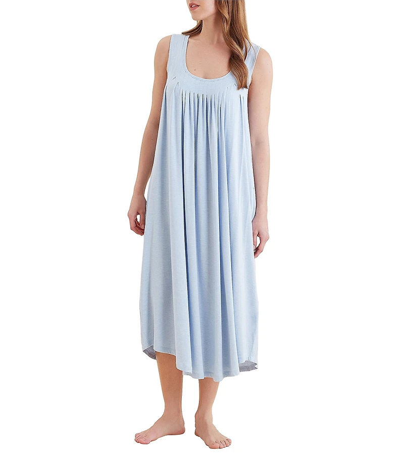 Papinelle Pleated Modal Knit Scoop Neck Long Nightgown